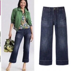 NWOT CAbi Lido Wide Leg Cropped Ankle Jeans Dark Wash Women's Size 6 Style #5881